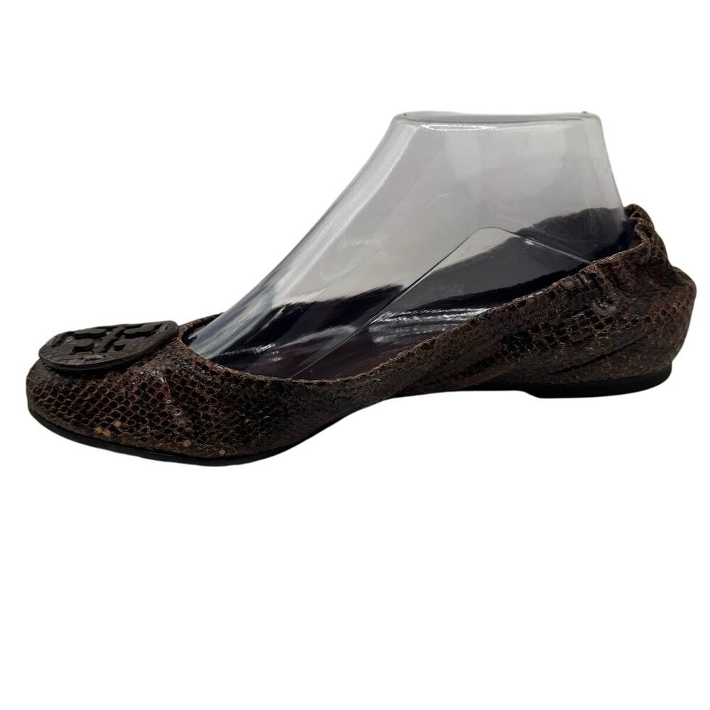 Tory Burch Reva Ballet Flats Brown Snakeskin Size 8 - Picture 2 of 9